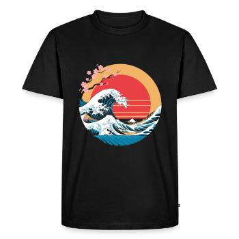 Big Wave Vaporwave Esthétique Années 80 Mode Anime - T-shirt Premium bio Homme - noir - Devant - Nico (187cm)