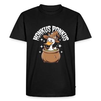 Honkus Ponkus Funny Duck Witch Halloween Magic - Men's Premium Organic T-Shirt - black - Front - Nico (187cm)
