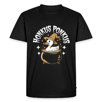 Honkus Ponkus Funny Duck Witch Halloween Magic - Men's Premium Organic T-Shirt - black - Front - Nico (187cm)