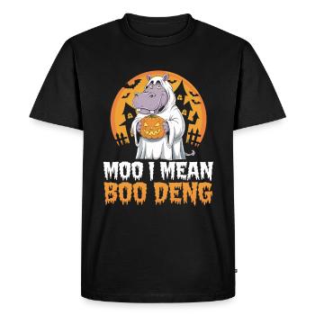 Drôle Hippopotame Halloween Fantôme Costume Boo Deng Jeu de mots - T-shirt Premium bio Homme - noir - Devant - Nico (187cm)