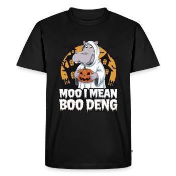 Drôle Hippopotame Halloween Fantôme Costume Boo Deng Jeu de mots - T-shirt Premium bio Homme - noir - Devant - Nico (187cm)