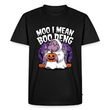 Drôle Hippopotame Halloween Fantôme Costume Boo Deng Jeu de mots - T-shirt Premium bio Homme - noir - Devant - Nico (187cm)