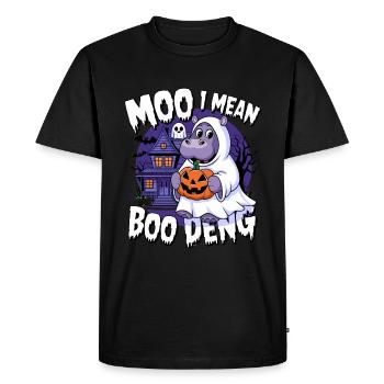 Drôle Hippopotame Halloween Fantôme Costume Boo Deng Jeu de mots - T-shirt Premium bio Homme - noir - Devant - Nico (187cm)
