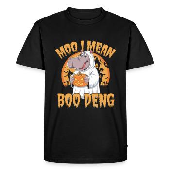 Drôle Hippopotame Halloween Fantôme Costume Boo Deng Jeu de mots - T-shirt Premium bio Homme - noir - Devant - Nico (187cm)