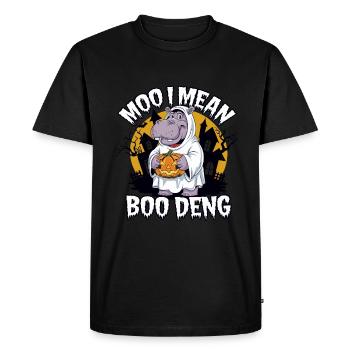 Drôle Hippopotame Halloween Fantôme Costume Boo Deng Jeu de mots - T-shirt Premium bio Homme - noir - Devant - Nico (187cm)