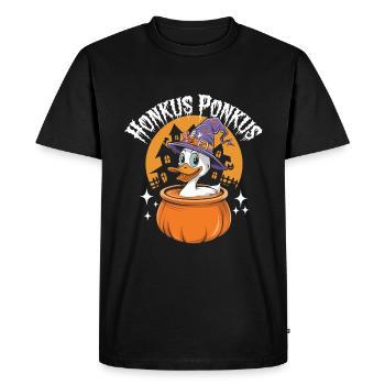 Honkus Ponkus Funny Duck Witch Halloween Magic - Men's Premium Organic T-Shirt - black - Front - Nico (187cm)