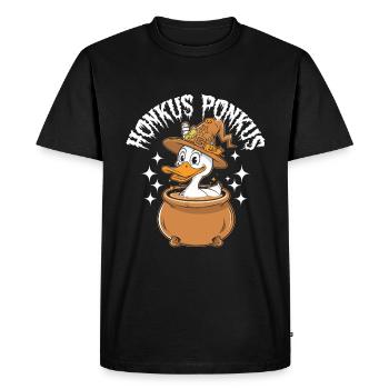 Honkus Ponkus Funny Duck Witch Halloween Magic - Men's Premium Organic T-Shirt - black - Front - Nico (187cm)