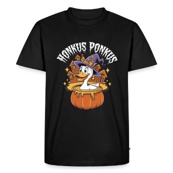 Honkus Ponkus Funny Duck Witch Halloween Magic - Men's Premium Organic T-Shirt - black - Front - Nico (187cm)