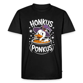 Honkus Ponkus Funny Duck Witch Halloween Magic - Men's Premium Organic T-Shirt - black - Front - Nico (187cm)