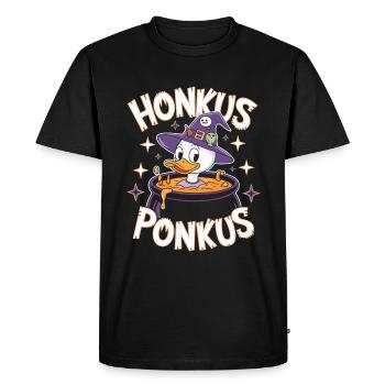 Honkus Ponkus Funny Duck Witch Halloween Magic - Men's Premium Organic T-Shirt - black - Front - Nico (187cm)