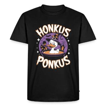 Honkus Ponkus Funny Duck Witch Halloween Magic - Men's Premium Organic T-Shirt - black - Front - Nico (187cm)