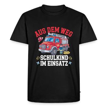 Out of the way Schoolchild in action School enrollment - Men's Premium Organic T-Shirt - black - Front - Nico (187cm)