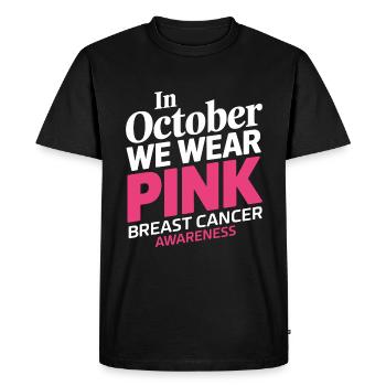 En octobre, nous portons du Pink Horror Breast Cancer - T-shirt Premium bio Homme - noir - Devant - Nico (187cm)