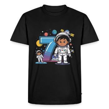 7th Birthday Astronaut Space Adventure for Boys - Men's Premium Organic T-Shirt - black - Front - Nico (187cm)