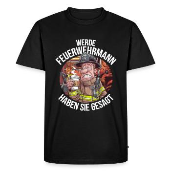 Devenez pompier vous avez dit drôle - T-shirt Premium bio Homme - noir - Devant - Nico (187cm)