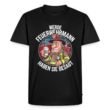 Devenez pompier vous avez dit drôle - T-shirt Premium bio Homme - noir - Devant - Nico (187cm)