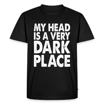 Ma tête est un endroit très sombre - T-shirt Premium bio Homme - noir - Devant - Nico (187cm)