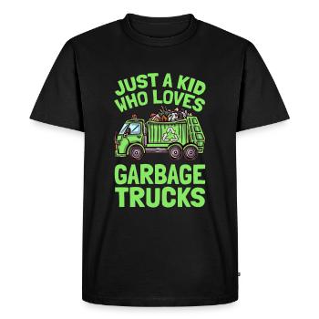 Juste un enfant qui aime les camions à ordures Camion à ordures - T-shirt Premium bio Homme - noir - Devant - Nico (187cm)