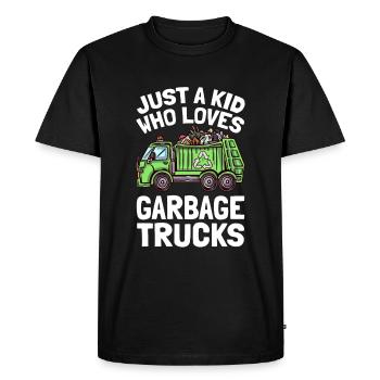 Juste un enfant qui aime les camions à ordures Camion à ordures - T-shirt Premium bio Homme - noir - Devant - Nico (187cm)