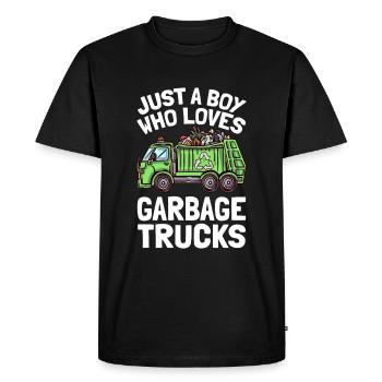 Juste un garçon qui aime les camions à ordures Camion à ordures - T-shirt Premium bio Homme - noir - Devant - Nico (187cm)