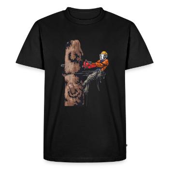 Woodworking Logger Chainsaw Lumberjack - Men's Premium Organic T-Shirt - black - Front - Nico (187cm)
