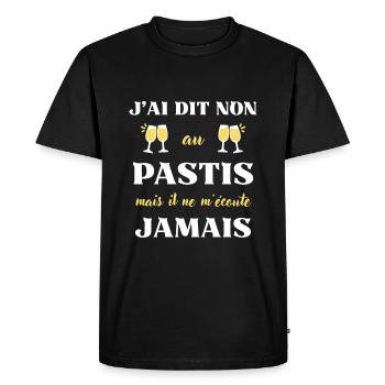 dit non pastis homme humour pastaga alcool drole - T-shirt Premium bio Homme - noir - Devant - Nico (187cm)