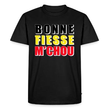 Bonne fièsse m'chou (fête nationale belge) (foncé) - T-shirt Premium bio Homme - noir - Devant - Nico (187cm)