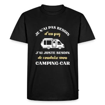 besoin psy camping car homme humour cadeau drole - T-shirt Premium bio Homme - noir - Devant - Nico (187cm)