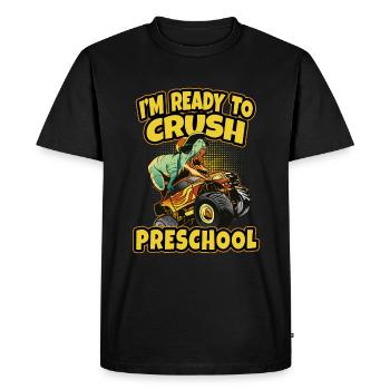 Je suis prêt à écraser les dinosaures préscolaires - T-shirt Premium bio Homme - noir - Devant - Nico (187cm)