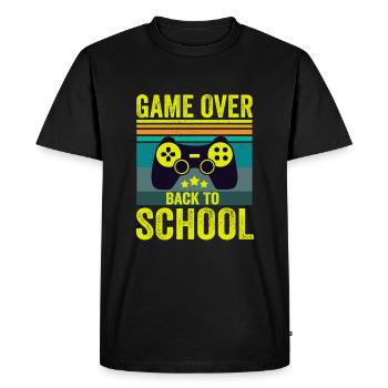 Zocker Game Over Retour à l’école Gamer - T-shirt Premium bio Homme - noir - Devant - Nico (187cm)