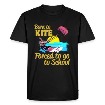 Kitesurfeur né pour le cerf-volant forcé d’aller à l’école - T-shirt Premium bio Homme - noir - Devant - Nico (187cm)