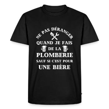 ne pas deranger plomberie bière humour plombier - T-shirt Premium bio Homme - noir - Devant - Nico (187cm)