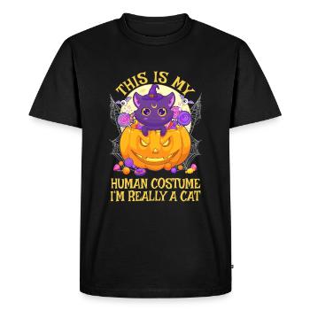 C’est mon costume humain, je suis vraiment un chat - T-shirt Premium bio Homme - noir - Devant - Nico (187cm)