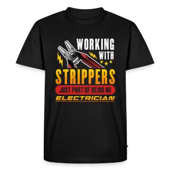 Electricians Working With Strippers Electrician - Men's Premium Organic T-Shirt - black - Front - Nico (187cm)