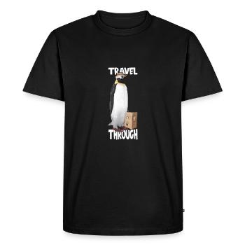 Penguin on a transit holiday trip to the south - Men's Premium Organic T-Shirt - black - Front - Nico (187cm)