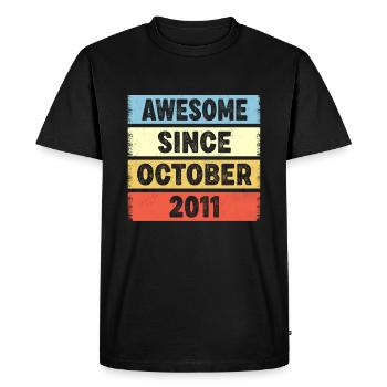 Génial depuis octobre 2011 11ème anniversaire - T-shirt Premium bio Homme - noir - Devant - Nico (187cm)
