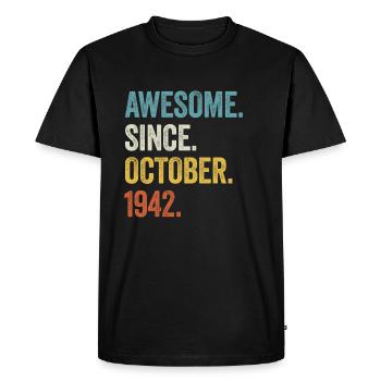 80 Years Old Awesome Since October 1942 80th - Men's Premium Organic T-Shirt - black - Front - Nico (187cm)