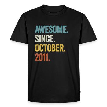 Génial depuis octobre 2011 11ème anniversaire - T-shirt Premium bio Homme - noir - Devant - Nico (187cm)