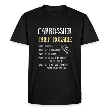 tarif horaire carrossier homme humour carrosserie - T-shirt Premium bio Homme - noir - Devant - Nico (187cm)
