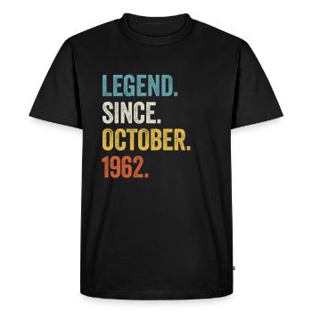 Légende Depuis octobre 1962 60e anniversaire - T-shirt Premium bio Homme - noir - Devant - Nico (187cm)