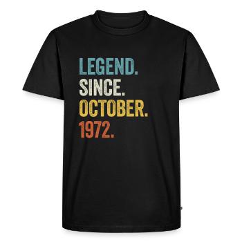 Légende Depuis octobre 1972 50e anniversaire - T-shirt Premium bio Homme - noir - Devant - Nico (187cm)