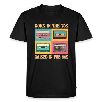 Né dans les années 70 élevé dans les années 80 80er Party - T-shirt Premium bio Homme - noir - Devant - Nico (187cm)