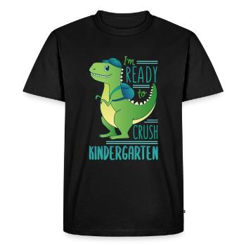 I'm Ready To Crush Kindergarten Dinosaur - Men's Premium Organic T-Shirt - black - Front - Nico (187cm)