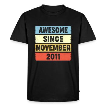 Génial depuis novembre 2011 11ème anniversaire - T-shirt Premium bio Homme - noir - Devant - Nico (187cm)
