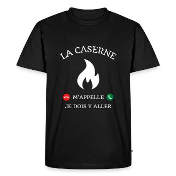 la caserne m'appelle humour pompier homme cadeau - T-shirt Premium bio Homme - noir - Devant - Nico (187cm)