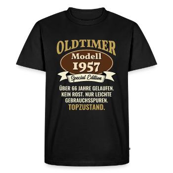 66 years classic car model 1957 66th birthday - Men's Premium Organic T-Shirt - black - Front - Nico (187cm)