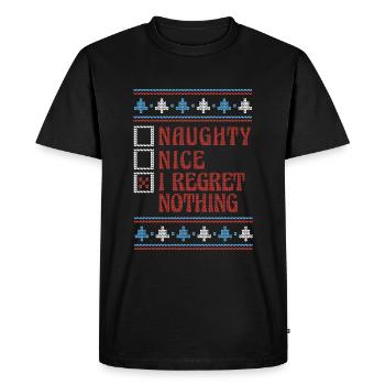 Gentil ou coquin je ne regrette rien Noël moche - T-shirt Premium bio Homme - noir - Devant - Nico (187cm)