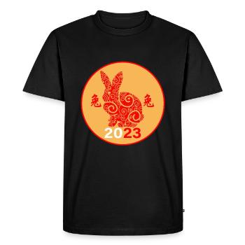 Nouvel An 2023 Lapin du zodiaque chinois - T-shirt Premium bio Homme - noir - Devant - Nico (187cm)