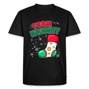 Team Naughty Family Matching Pajama Christmas - Men's Premium Organic T-Shirt - black - Front - Nico (187cm)