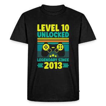 Niveau 10 débloqué 2013 Gaming 10th Birthday Gamer - T-shirt Premium bio Homme - noir - Devant - Nico (187cm)
